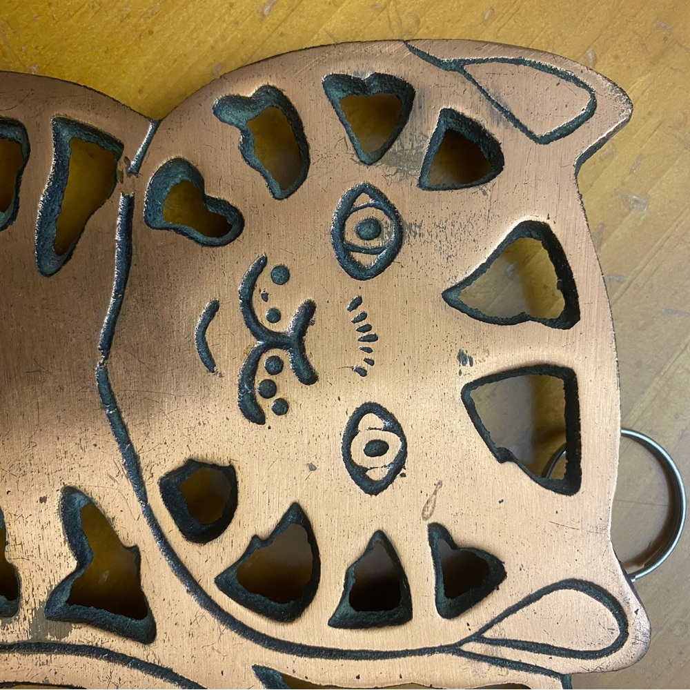Cat Trivet Copper Clad Cast Iron Wall Hanging Garfield 7" Kitten Vintage 1996 - Picture 4 of 11